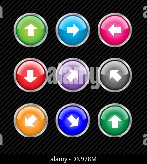 Raccolta di vettore di pulsanti colorati con le frecce per differenti d Illustrazione Vettoriale