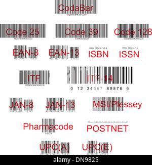 Codice a barre, diversi set Illustrazione Vettoriale