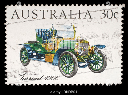 Timbro stampato in Australia mostra la Tarrant Car (1906), Australiano-fatti vintage cars serie, circa 1984 Foto Stock