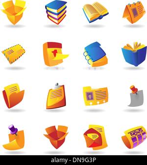 Realistici set di icone per i libri e giornali Illustrazione Vettoriale