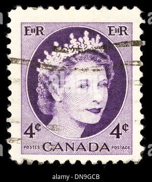 CANADA - 1954 CIRCA: un timbro stampato in Canada mostra la regina Elisabetta II, 1954 circa Foto Stock