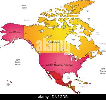 Mappa del Nord America Illustrazione Vettoriale