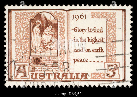 AUSTRALIA - circa 1961: un australiano francobollo mostra la santa Vergine Maria e Gesù Bambino, circa 1961 Foto Stock