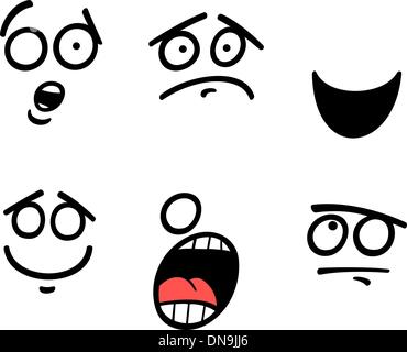 Emoticon o emozioni serie cartoon illustrazione Illustrazione Vettoriale