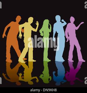Colorate sagome danzanti Illustrazione Vettoriale