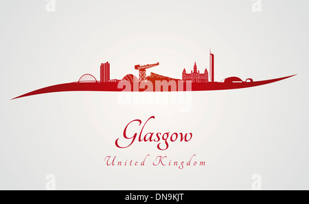 Lo skyline di Glasgow in rosso e grigio Foto Stock