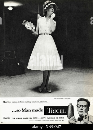 Anni Cinquanta la pubblicità. Vintage originale di moda femminile annuncio rivista per TRICEL uomo in fibre Foto Stock