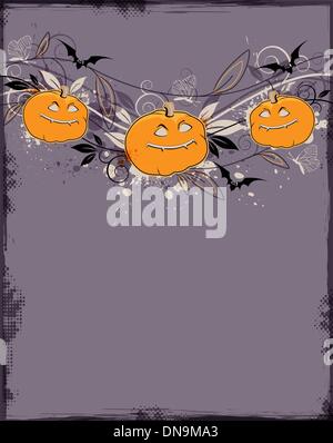 Sfondo di Halloween con zucche Illustrazione Vettoriale
