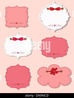 Set di diverse carte regalo con nastri, gli elementi di design. Vec Foto Stock