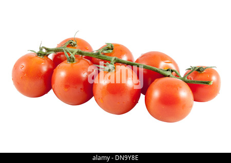 Grappolo di pomodori ciliegia isolate su sfondo bianco con tracciato di ritaglio Foto Stock