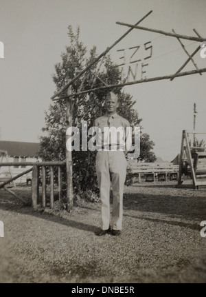 Soldato in uniforme, ritratto, durante la seconda guerra mondiale, 325fanteria, US Army base militare , Camp Claiborne, Louisiana, USA, 1942 Foto Stock