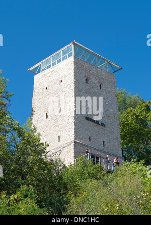 Torre Nera sulla collina Warthe in Brasov, una città in Transilvania centrale regione della Romania. Foto Stock