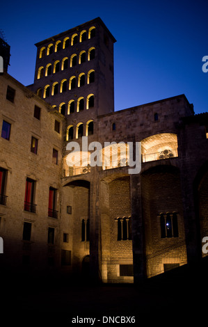 Plaça del Rei nel quartiere Gotico di Barcellona, Spagna. Foto Stock