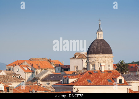 Tetti della città vecchia, Dubrovnik, Croazia Foto Stock