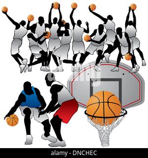 I giocatori di basket sagome impostato Illustrazione Vettoriale