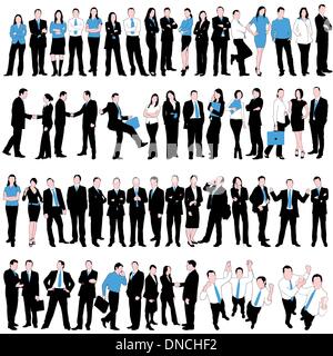 60 La gente di affari sagome impostare isolati su sfondo bianco Illustrazione Vettoriale