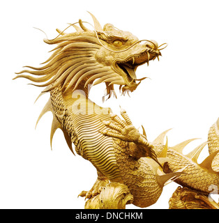 Il gigante cinese Golden Dragon sul isolare lo sfondo Foto Stock