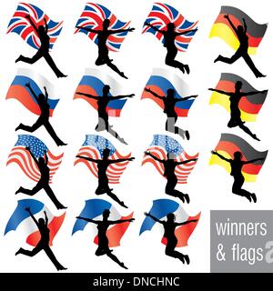 Gli atleti con flag impostati Illustrazione Vettoriale