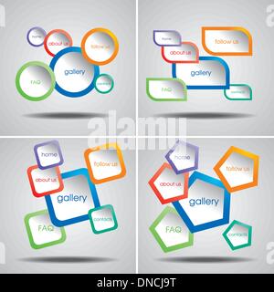4 colorato Menu Web Templates Illustrazione Vettoriale