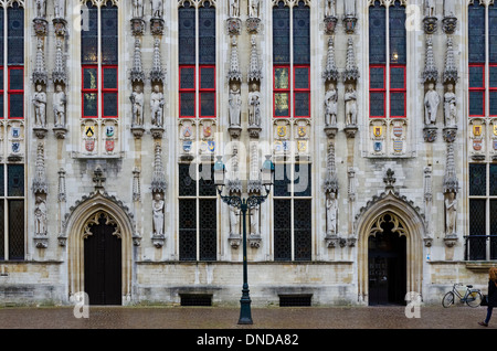 Brugge municipio edificio facciata dettaglio Foto Stock