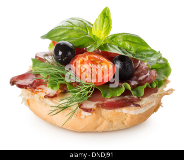 Delizioso sandwich isolati su sfondo bianco Foto Stock