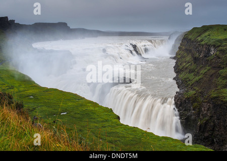 Immagine panoramica della cascata di Gulfoss, parte del Golden Circle, Islanda Foto Stock