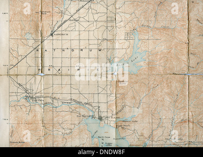 1903 mappa piegata di Rathdrum Prairie, Idaho Foto Stock