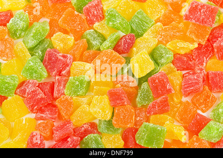 Caramella di frutta multi-colore di tutti i tipi sullo sfondo Foto Stock