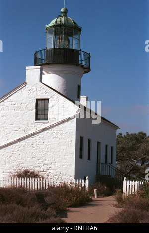 Vecchio punto Loma faro costruito 1855 San Diego California, Foto Stock