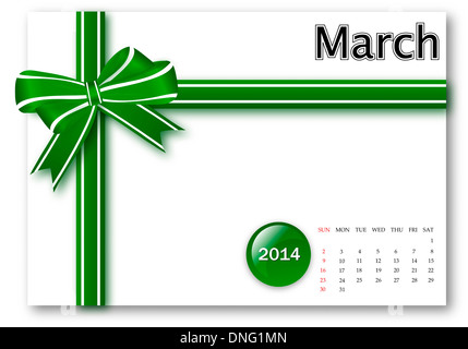 Marzo del 2014 Calendario Foto Stock