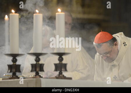 Praga, Repubblica Ceca. 25 Dic, 2013. Arcivescovo di Praga e il cardinale della Chiesa Cattolica Romana Dominik Duka serve una Messa di Mezzanotte nella cattedrale di San Vito al Castello di Praga, Praga, Repubblica ceca sul dicembre 25, 2013. Credito: CTK/Alamy Live News Foto Stock