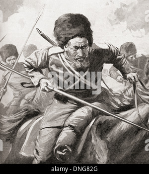 Cosacchi russi durante la prima guerra mondiale. Dalla Guerra di un album illustrato Deluxe, pubblicato 1915. Foto Stock