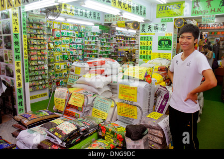 Hong Kong Cina,HK,Asia,Cinese,Orientale,Kowloon,Prince Edward,Flower Market Road,Mongkok,venditore venditori venditori venditori venditori,stand bancarelle commerciante ma Foto Stock