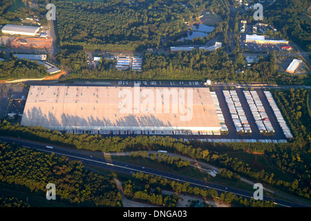 Charlotte North Carolina, a bordo, cabina passeggeri, a bordo, US Airways, da Miami, vista del sedile della finestra, grande magazzino, vista aerea dall'alto, Ross Foto Stock