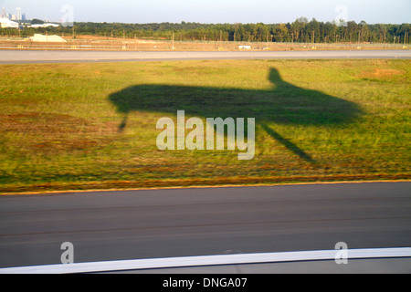 Charlotte North Carolina, Charlotte Douglas International Airport, CLT, a bordo, cabina passeggeri, a bordo, US Airways, da Miami, vista sul sedile della finestra, commenti Foto Stock