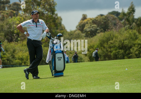 Jason giorno campione del mondo golfista Australia giocando nel Handa World Cup 2013 Royal MElbourne Foto Stock