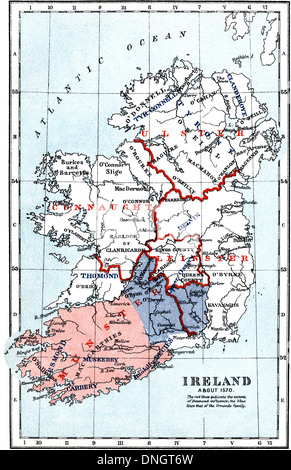 Mappa di Irlanda, c. 1570. Pubblicato 1899. Foto Stock