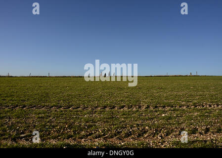 Ditchling Beacon, Sussex, Regno Unito. 29 Dic, 2013. La calma tra le tempeste come escursionisti sono raffigurato su Ditchling Beacon in Sussex dopo giorni di gales e la pioggia aveva martoriata del Sud Est della Gran Bretagna. Più brutto tempo si aspetta di colpire la costa sud di domani. 29/12/13: Credito Chloe Parker/Alamy Live News Foto Stock