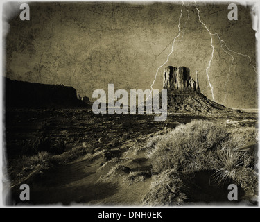 Arte digitale: il parco tribale Navajo Monument Valley, Arizona, Stati Uniti d'America Foto Stock