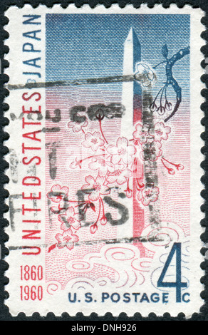 Il Monumento a Washington e fiori di ciliegio Foto Stock