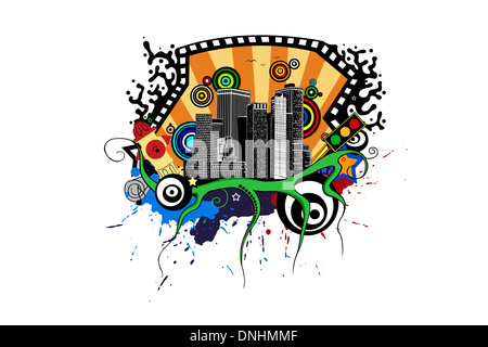Illustrazione di elementi urbani isolato Foto Stock
