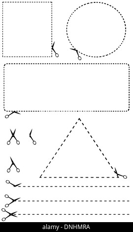 Illustrazione delle linee di taglio isolato Foto Stock