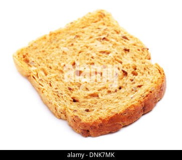 Grano intero fetta di pane, isolato su bianco Foto Stock