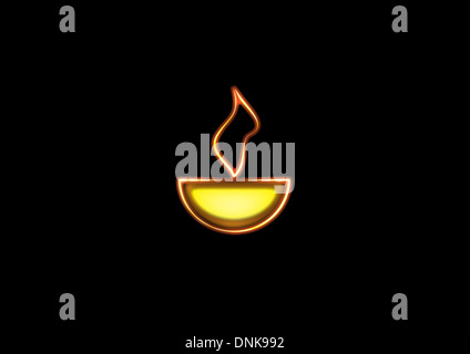 Diwali olio lampada incandescente isolati su sfondo nero Foto Stock