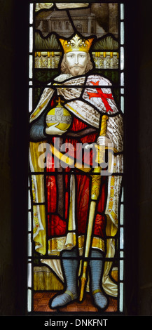 King Edward I. Nord finestra della cappella (dettaglio). Chiesa di San Michele. Burgh-da-Sands, Cumbria, England, Regno Unito, Europa. Foto Stock