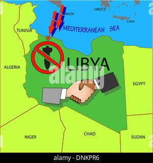 Interrompere le operazioni militari in Libia. Illustrazione Vettoriale