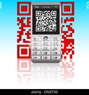 Smartphone con il codice QR. Illustrazione Vettoriale