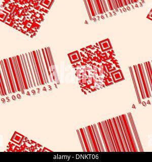 Il codice a barre e QR-code. Seamless sfondo vettoriale. Illustrazione Vettoriale