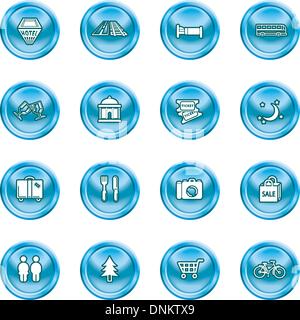 Serie di icone relative alle città o le informazioni di posizione per i turisti di siti web o di mappe ecc. Illustrazione Vettoriale