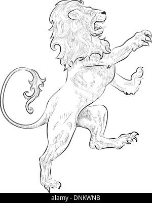 Una illustrazione vettoriale di un rampante (in piedi sulle zampe posteriori) LEONE Illustrazione Vettoriale